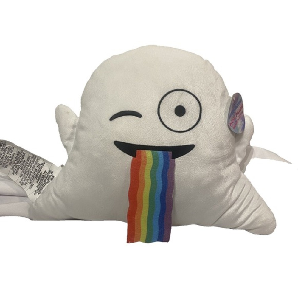 expressions‎ plush pillow white rainbow stuffed ghost